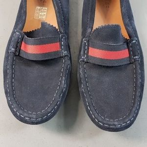 Gucci blue suede Strip Men's Loafers 38.5